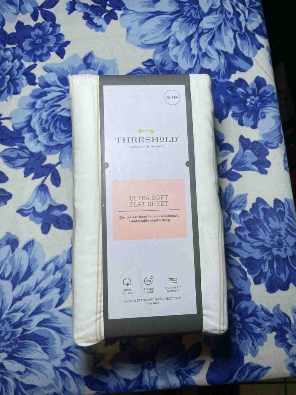 Brand New Threshold Ultra Soft Flat Sheet, Queen, Tan Stripe.